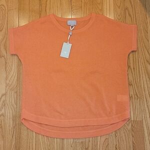 NWT, 100% Cashmere Gassato Curved Hem Top by Pure Collection